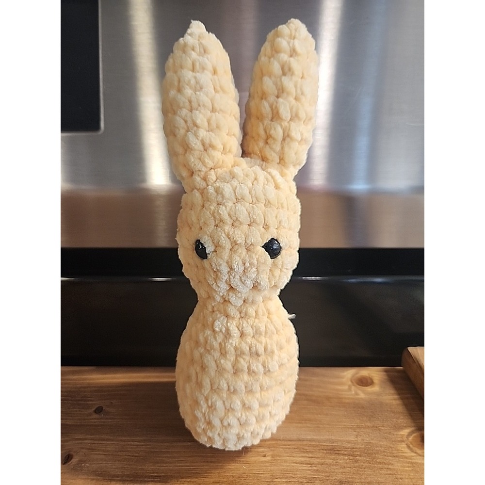 Homemade Easter Bunny Peep Crochet 8.5 In‎ Yellow Stuffed Bunny